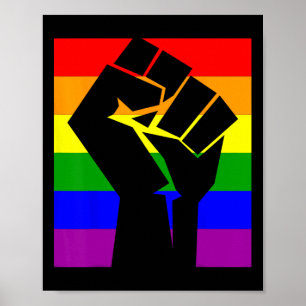 Affiche Gay pride Résiste Poing Arc-en-ciel Drapeau Lgbtq