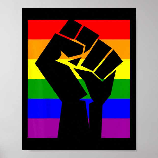 Affiche Gay pride Résiste Poing Arc-en-ciel Drapeau Lgbtq  (Devant)