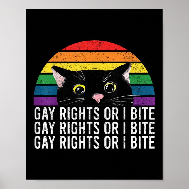 Affiche Gay Rights Ou I Bite Lgbt Cat Ally Pride Mois Homm (Devant)