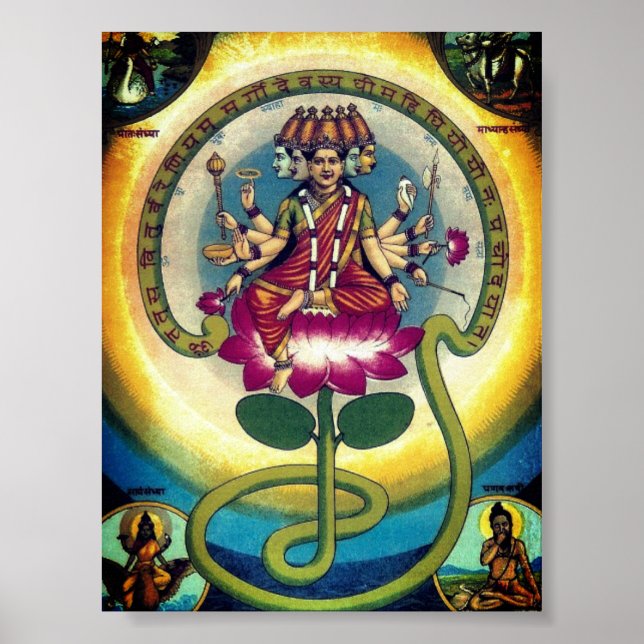Affiche Gayatri Mantra (personnification en tant que déess (Devant)