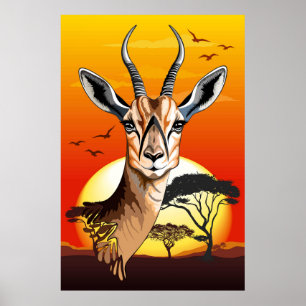 Affiche Gazelle Antelope africaine animal sauvage