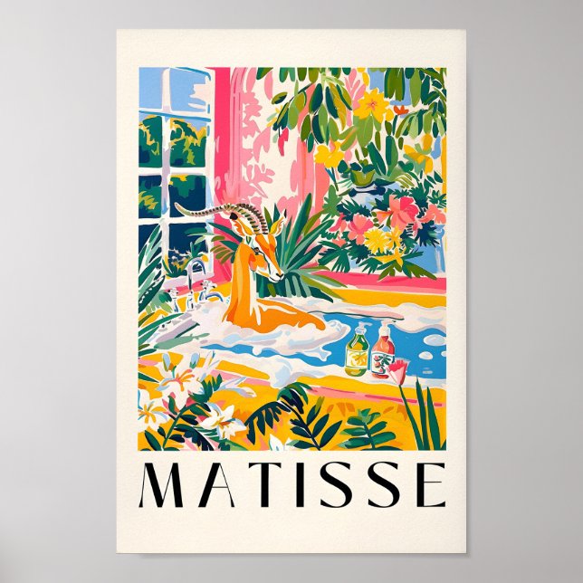 Affiche Gazelle Dans Baignoire Drôle Impression, Décor De  (Devant)