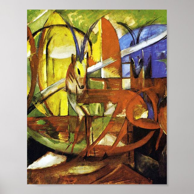 Affiche Gazelles par Franz Marc (Devant)