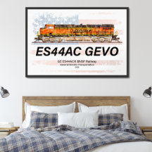 GE ES44AC GEVO Locomotive et drapeau américain