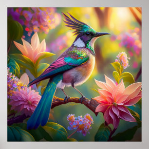 Affiche Geai à tête verte, oiseau de fantaisie