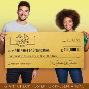 Affiche Géant Blank Check pour Sweepstakes, Awards, Charit