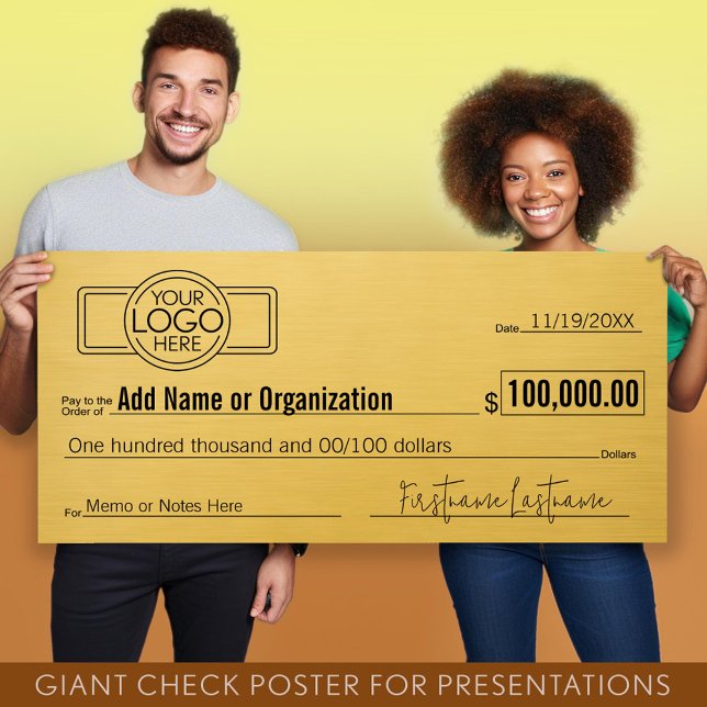 Affiche Géant Blank Check pour Sweepstakes, Awards, Charit (Giant Check for Presentations)