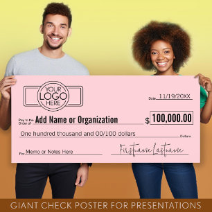 Affiche Géant Blank Check pour Sweepstakes, Awards, Charit