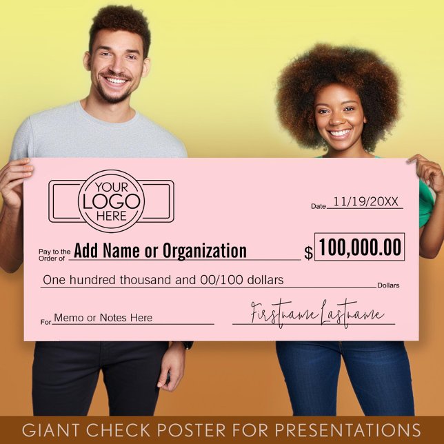 Affiche Géant Blank Check pour Sweepstakes, Awards, Charit (Giant Check for Presentations)