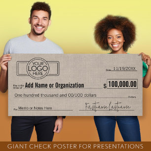 Affiche Géant Blank Check pour Sweepstakes, Awards, Charit