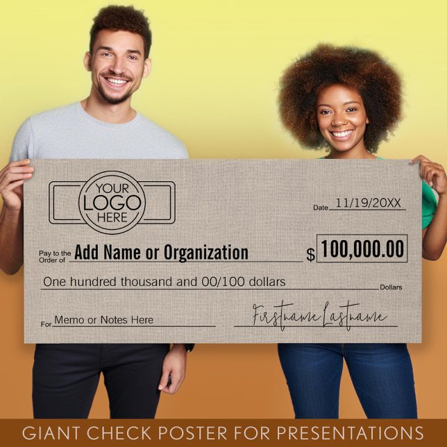 Affiche Géant Blank Check pour Sweepstakes, Awards, Charit (Giant Check for Presentations)