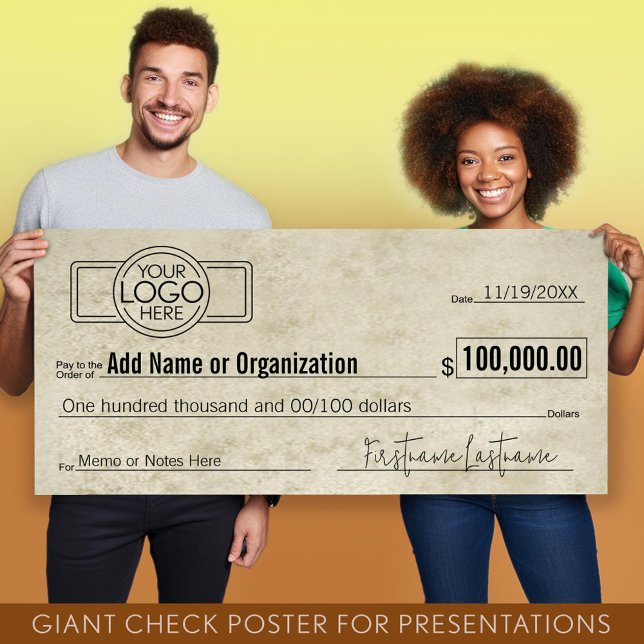 Affiche Géant Blank Check pour Sweepstakes, Awards, Charit (Giant Check for Presentations)