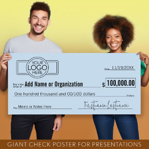 Affiche Géant Blank Check pour Sweepstakes, Awards, Charit