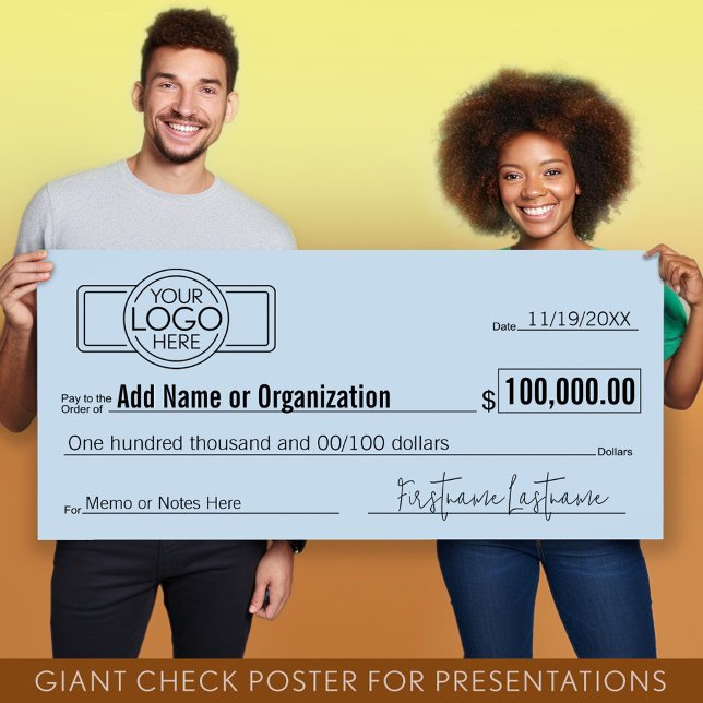 Affiche Géant Blank Check pour Sweepstakes, Awards, Charit (Giant Check for Presentations)
