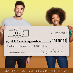 Affiche Géant Blank Check pour Sweepstakes, Awards, Charit