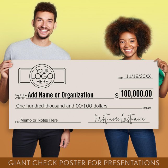 Affiche Géant Blank Check pour Sweepstakes, Awards, Charit (Giant Check for Presentations)
