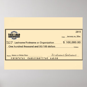 Affiche Géant Blank Check pour Sweetstakes & Awards