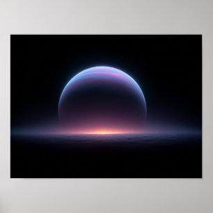 Affiche Géante gazeuse bleue lumineuse se levant au-dessus
