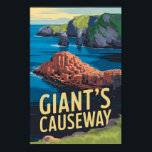 Affiche Géant's Causeway Irlande Travel Art Vintage<br><div class="desc">Chaussée de géant dans un style d'art vectoriel. La Chaussée des Géants est composée de plus de 40 000 colonnes de basalte qui se sont emboîtées et se sont formées par la lave qui a refroidi et contracté,  créant des motifs de stress et des fissures régulières.</div>