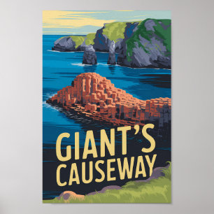 Affiche Géant's Causeway Irlande Travel Art Vintage