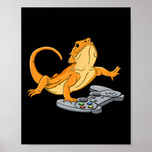 Affiche Gecko de jeu vidéo de gamer lézard dragon 