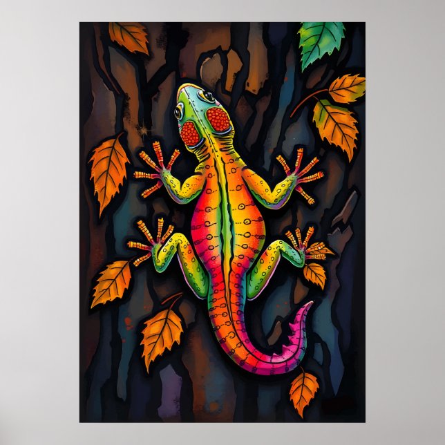 Affiche Gecko Fougueux – L'art rampant de la nature sur le (Devant)
