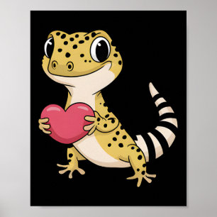 Affiche Gecko léopard animal amoureux de la Saint-Valentin