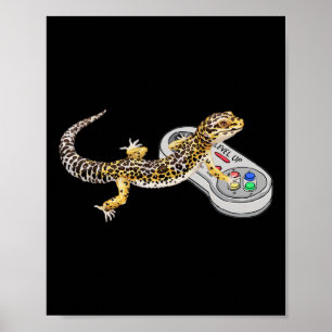 Affiche Gecko léopard jouant au jeu vidéo lézard et reptil