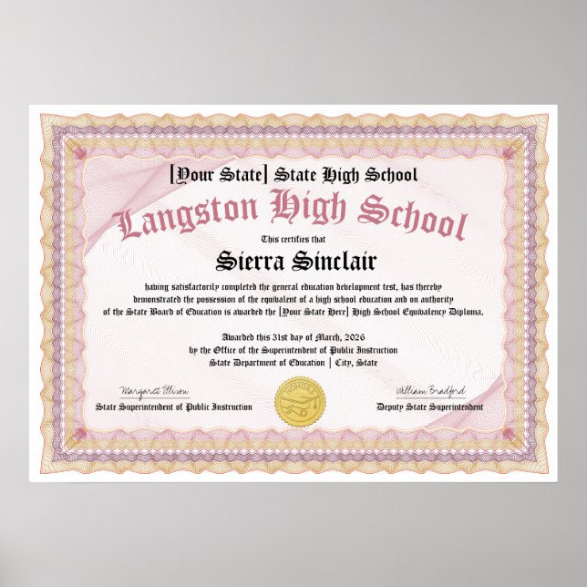 Affiche GED General High School Equivalency Diploma Copy (Devant)