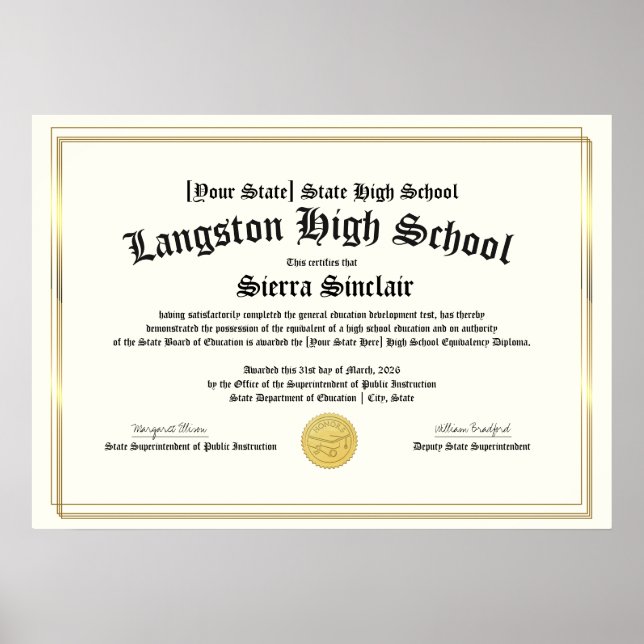 Affiche GED General High School Equivalency Diploma Copy (Devant)