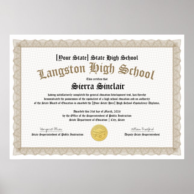 Affiche GED General High School Equivalency Diploma Copy (Devant)