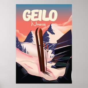 Affiche Geilo Norway beautiful ski poster.