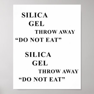 Affiche Gel de silice déshydratant Jeter Ne pas manger Drô