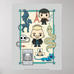 Affiche GELLERT GRINDELWALD™ et dessin sur os
