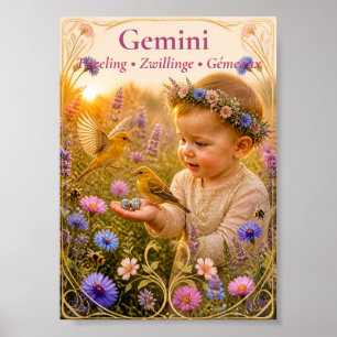 Affiche Gémeaux Art Zodiaque Collection d'Astrologie Env