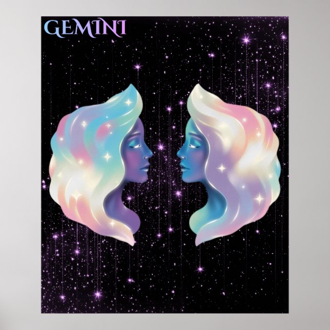 Affiche Gémeaux Célestes – Art Astrologique (Devant)
