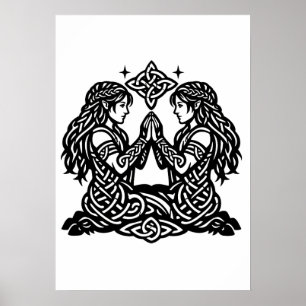 Affiche Gémeaux — Jumeaux du zodiaque de l'encre hantée