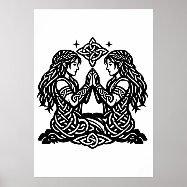 Affiche Gémeaux — Jumeaux du zodiaque de l'encre hantée (Devant)