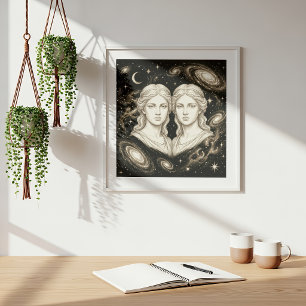 Affiche Gémeaux Zodiaque Astrologie Céleste