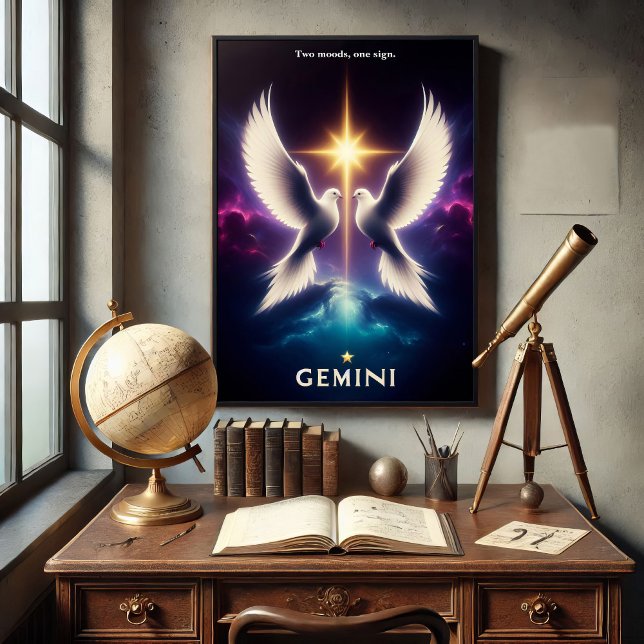 Affiche Gémeaux Zodiaque Colombes en Harmonie (Créateur téléchargé)