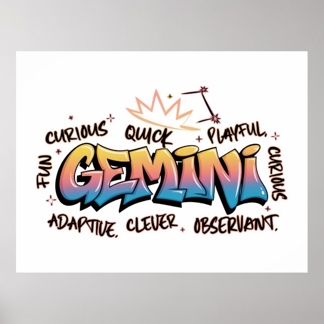 Affiche Gémeaux Zodiaque Graffiti  (Devant)