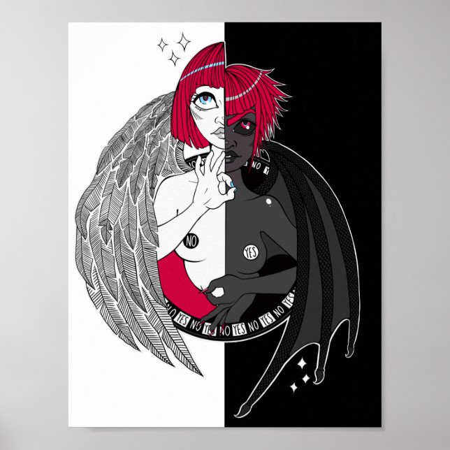 Affiche Gemini Angel Demon Anime Illustration (Devant)