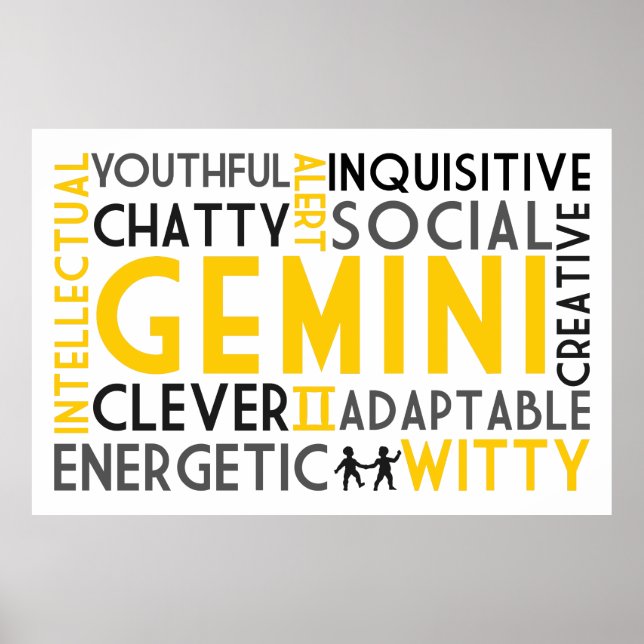 Affiche Gemini Astrologie Word Collage Imprimer (Devant)
