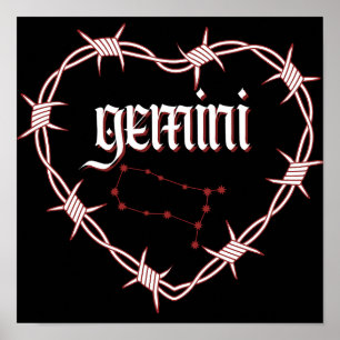 Affiche Gemini Constellation Art céleste gothique foncé