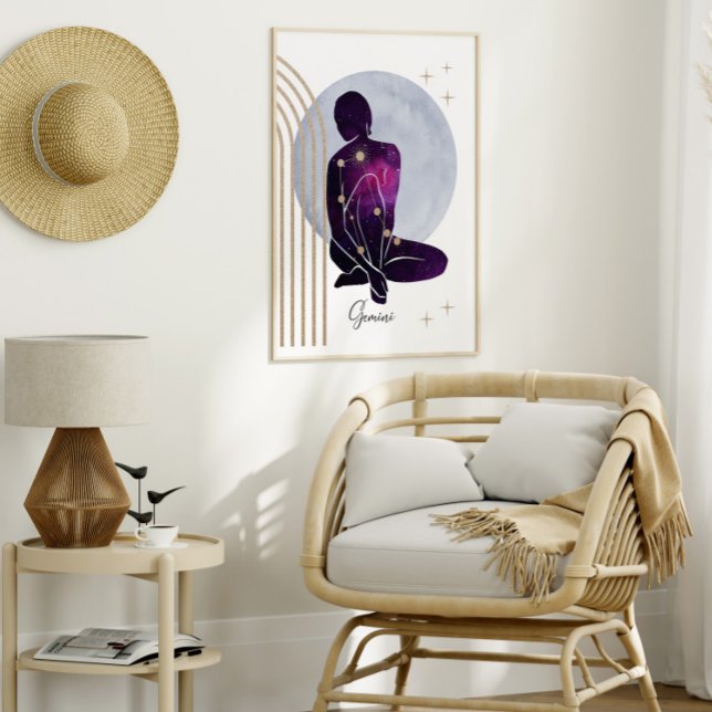 Affiche Gemini Feminine Blue Purple Zodiac Design (Créateur téléchargé)