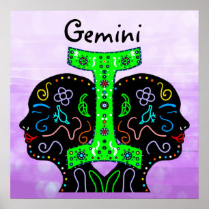 Affiche Gemini Hand  Drawn Art Horoscope Sign