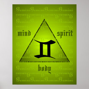 Affiche Gemini Holistic Triangle Esprit du corps mental Ve