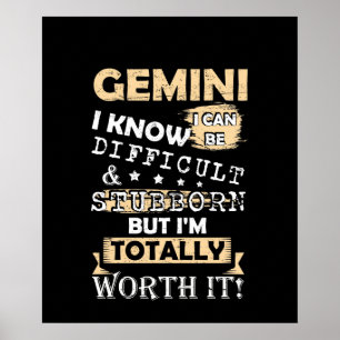 Affiche Gemini Je Sais Que Je Peux Être Difficile Et Stubb