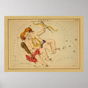 Affiche Gemini - Signe Vintage de l'image du Zodiac