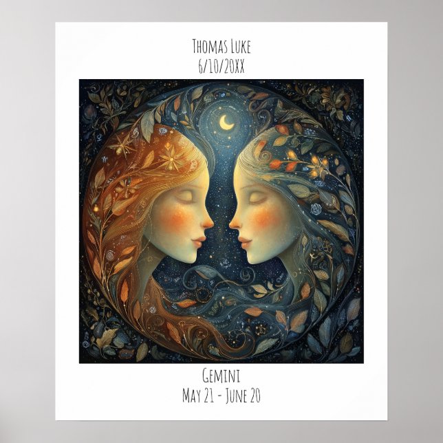 Affiche Gemini Zodiac Astrology Name & Birthday (Devant)
